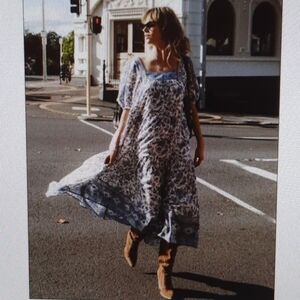 Spell and the Gypsy extra small Folk Song Square Neck Gown in Sky